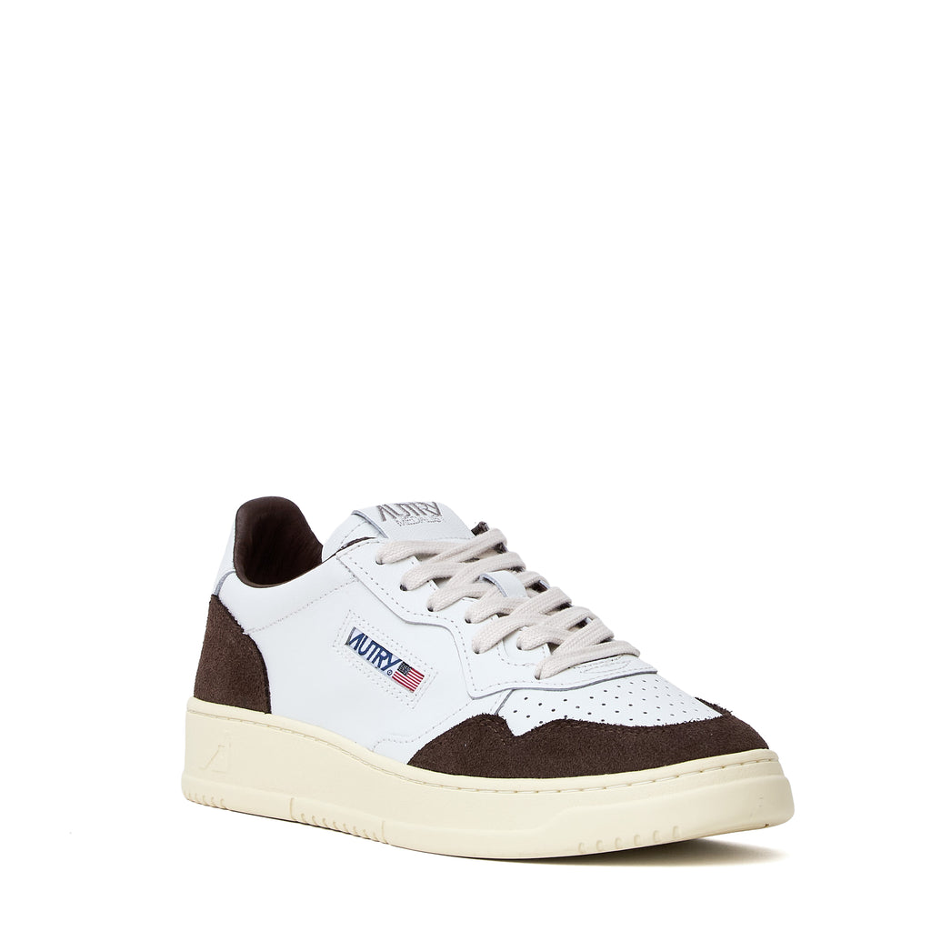 Sneakers Medalist Low In Pelle Soft Bianca, Mogano
