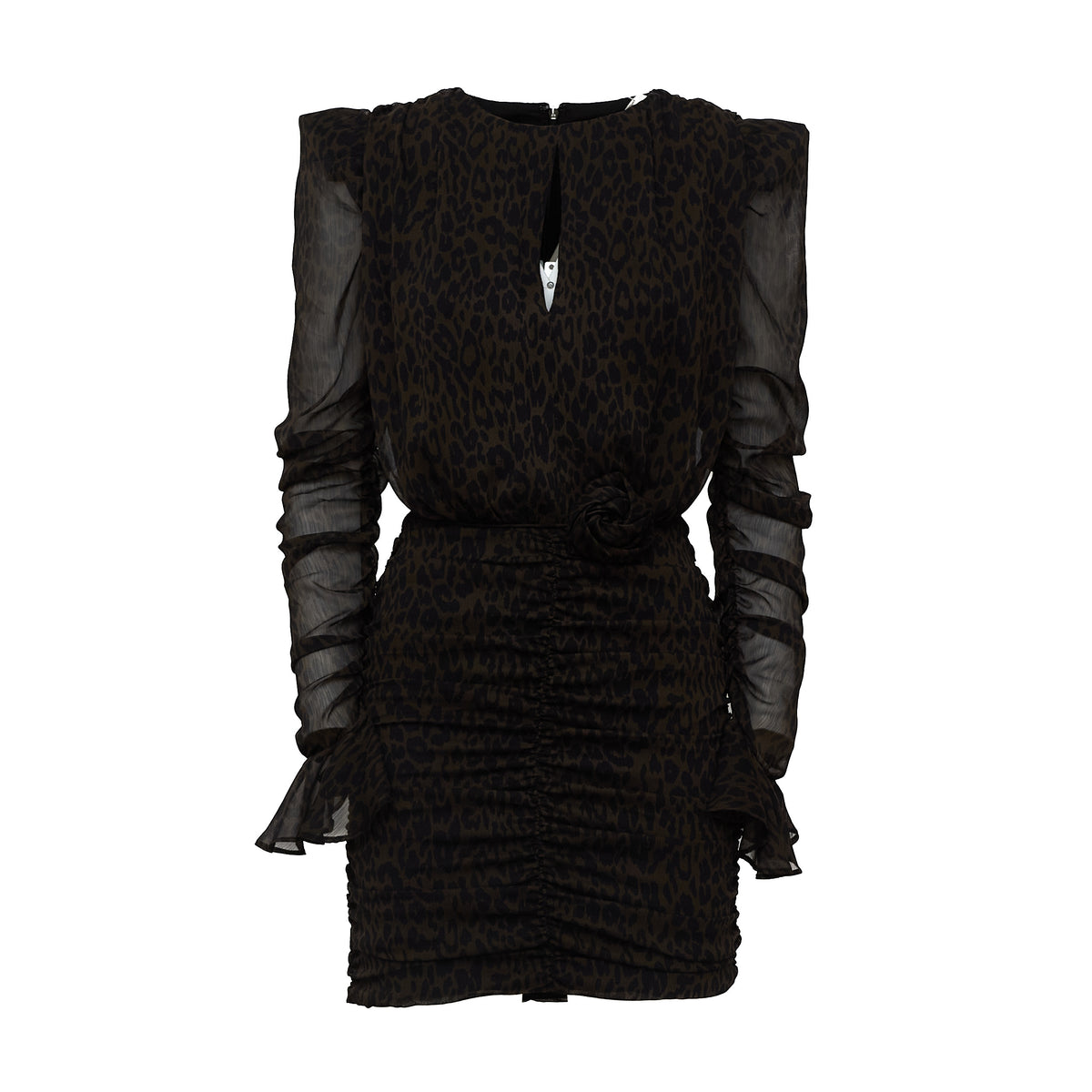 Torenia Ruched Flower Mini Dress