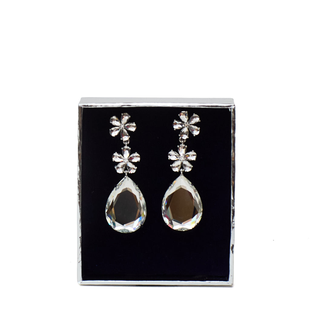 Crystal Flower Tiered Earrings