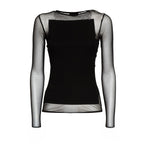 Maglia Girocollo Slim In Cotone Tulle