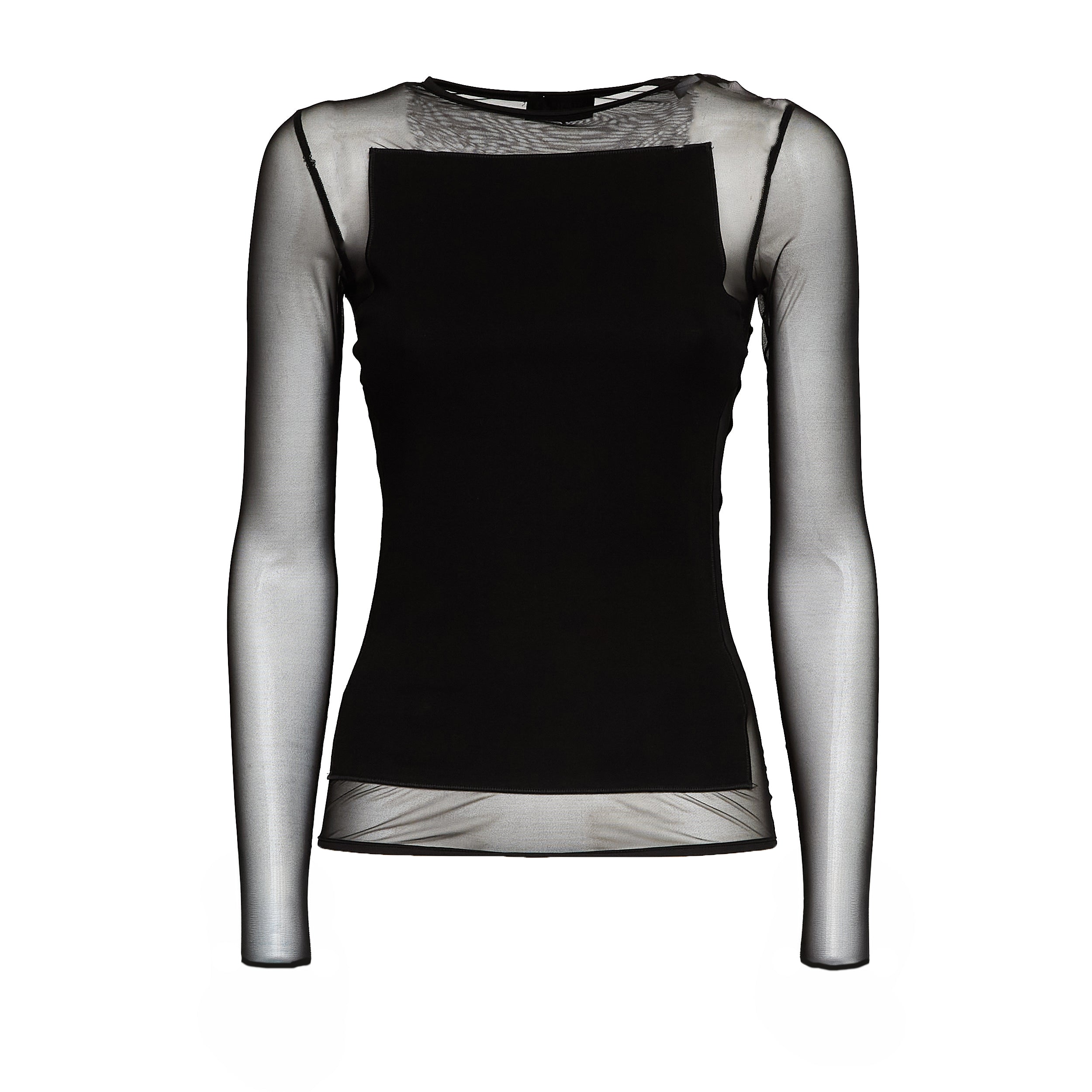Maglia Girocollo Slim In Cotone Tulle