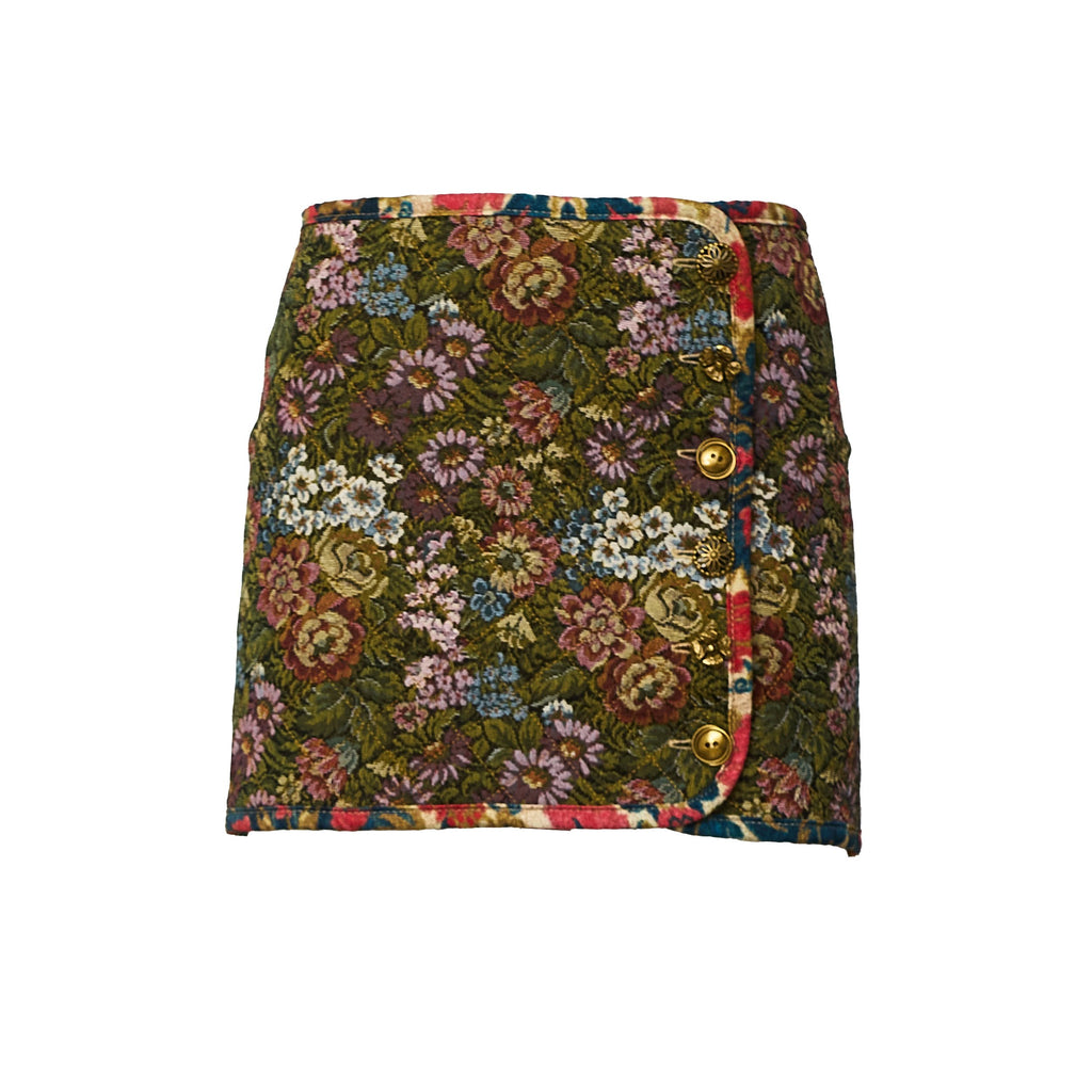 Jacquard Arabesque Cream Matelasse Mini Skirt