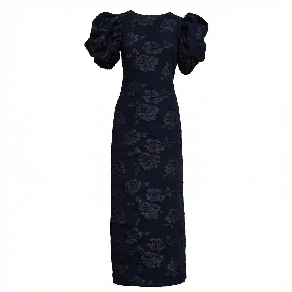 Ruby Jacquard Midi Puff Long Dress