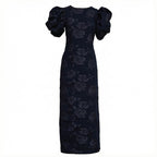 Ruby Jacquard Midi Puff Long Dress