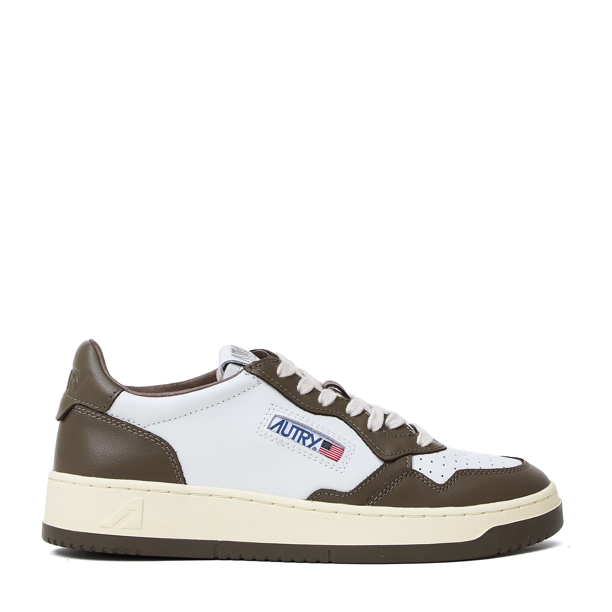 Sneakers Medalist Low Bicolore In Pelle Bianca, Cioccolato