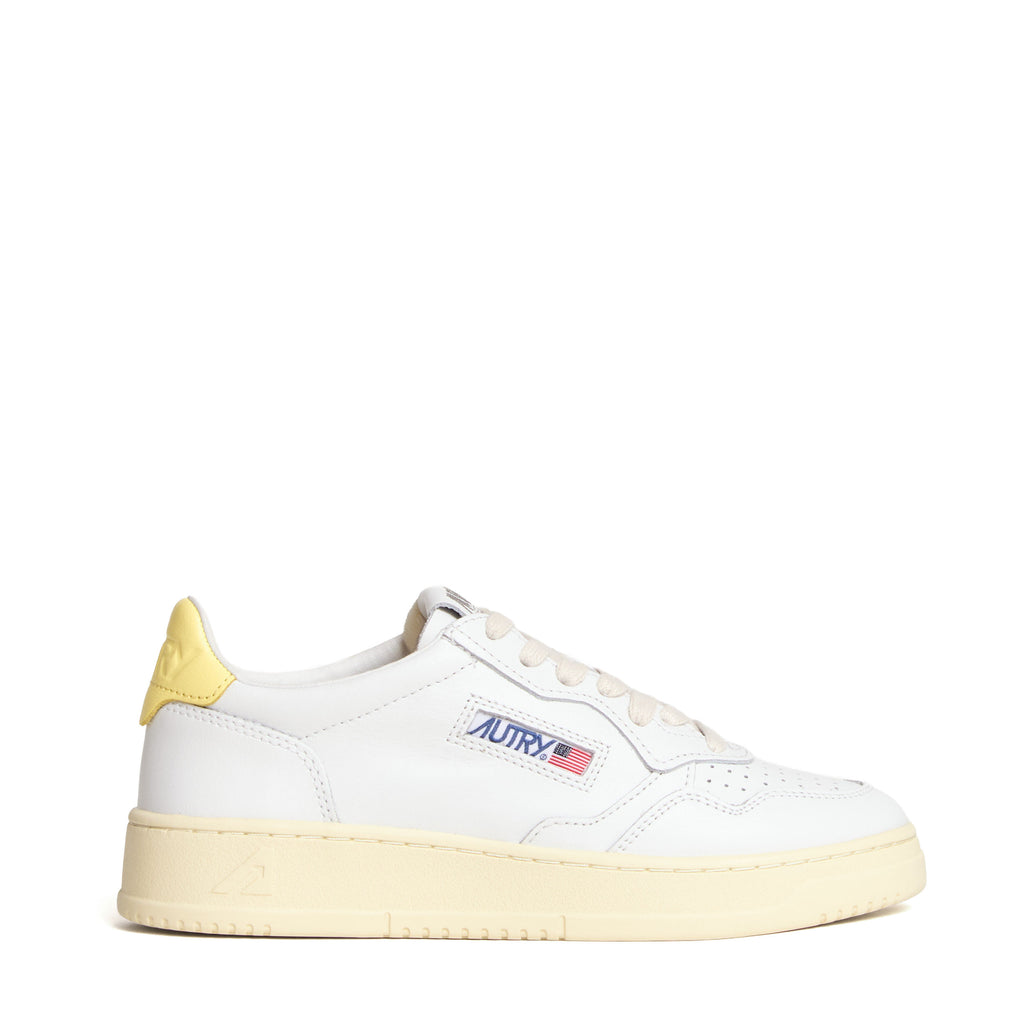 Sneakers Medalist Low In Pelle Bianca, Lemon Meringue