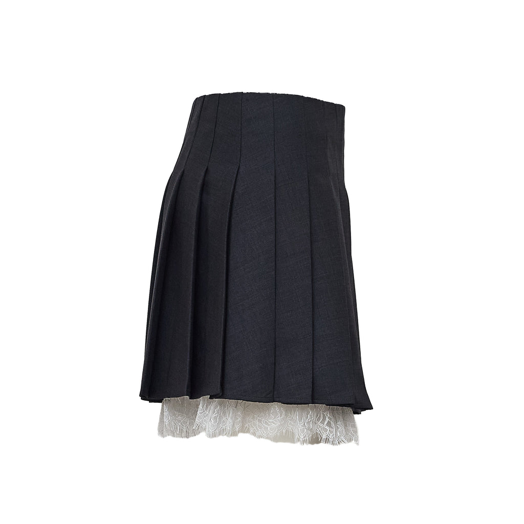 Grey pleated mini skirt