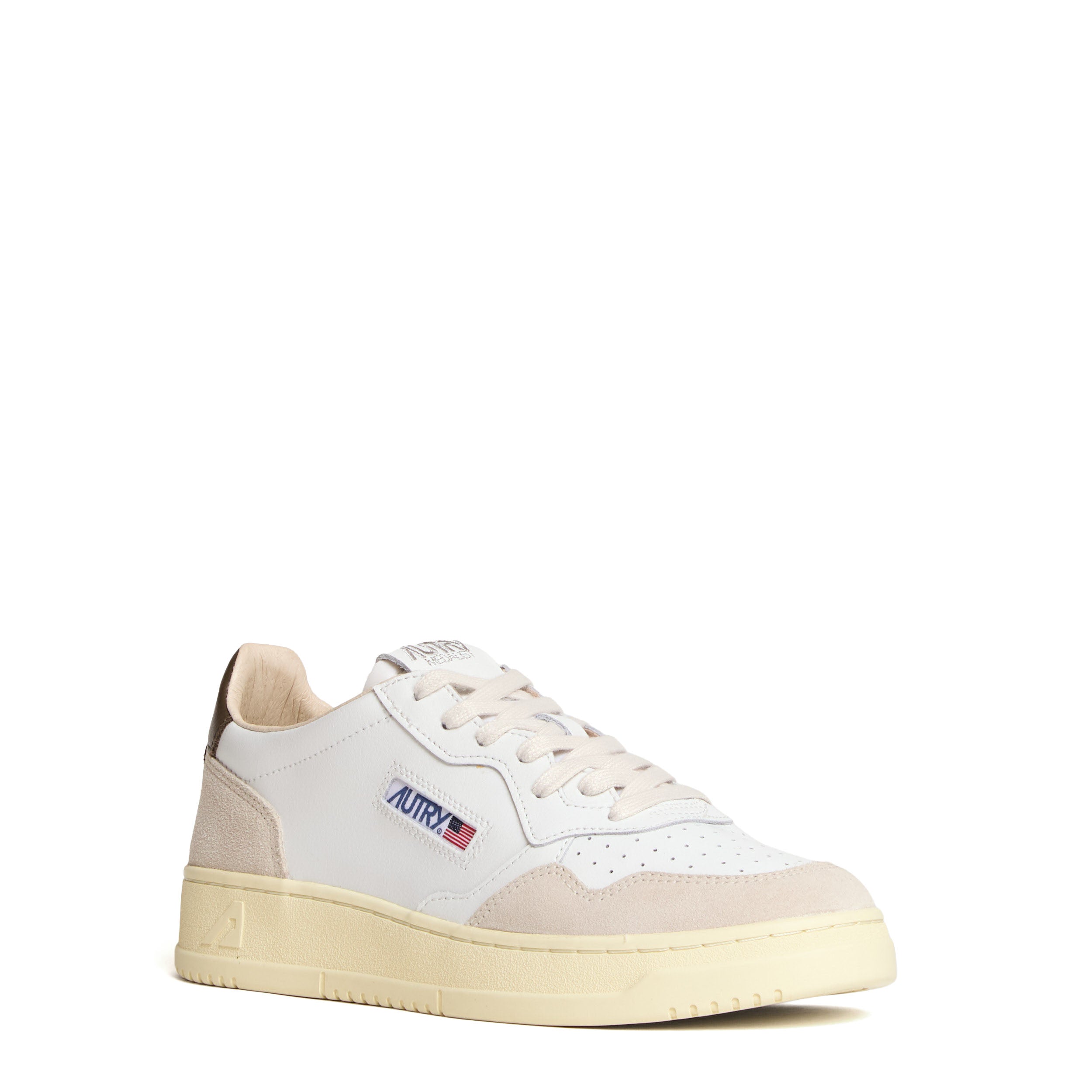 Sneakers Medalist Low In Pelle E Suede Bianco, Teak