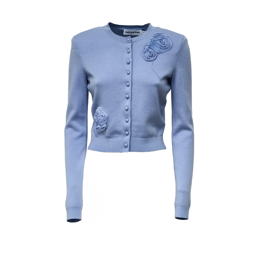Blue Flower Knit Cardigan