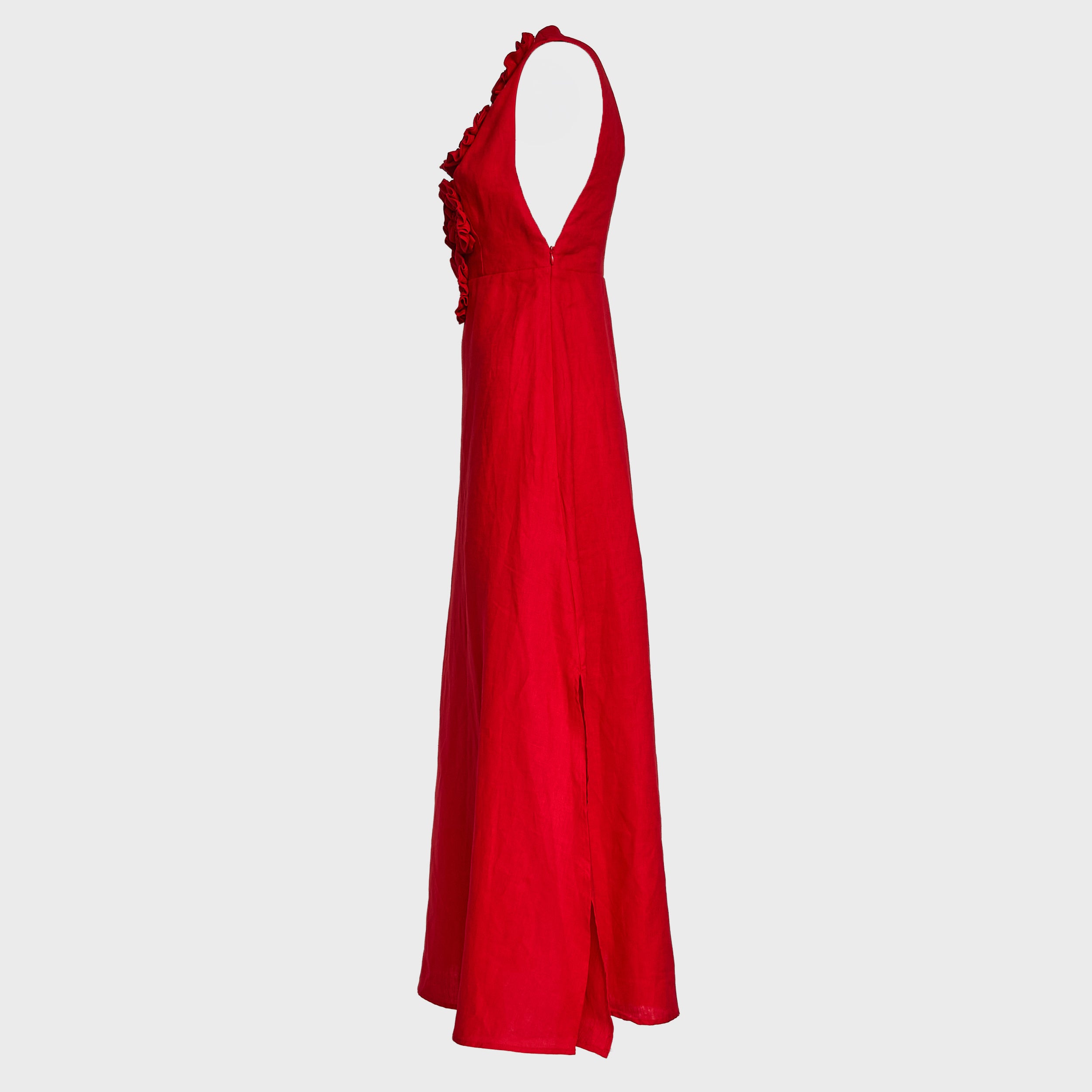 Red Sleeveless Midi Dress