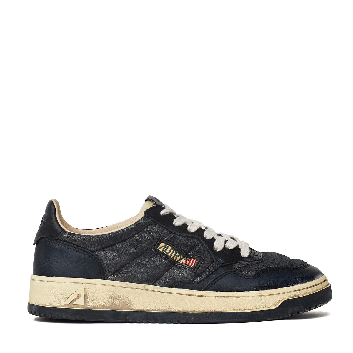 Sneakers Super Vintage Low In Pelle Di Capra Imbottita Effetto Crack