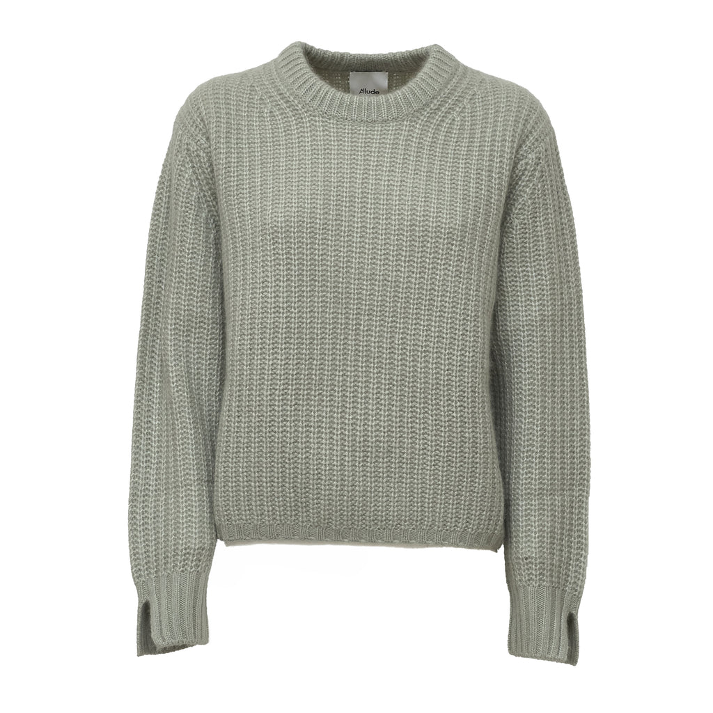 Maglia Girocollo A Costine In Cashmere, Seta