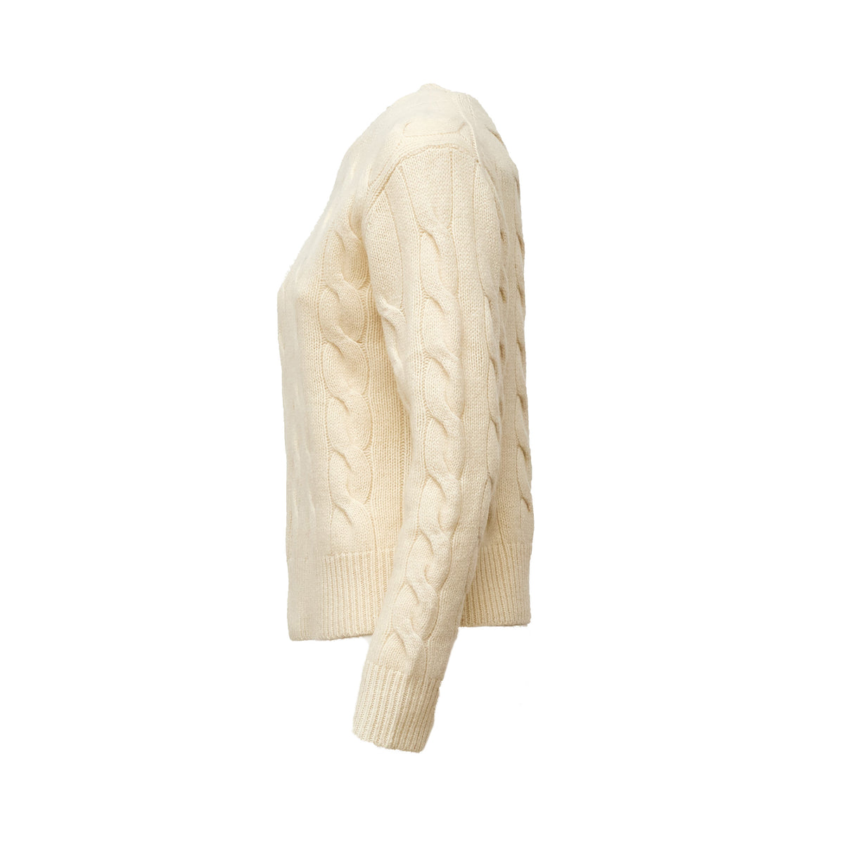 Cable Knit Crewneck Sweater Wool, Cashmere Blend