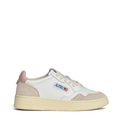 Sneakers Medalist Low In Pelle Bianca, Powder Pink E Suede Beige