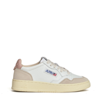 Sneakers Medalist Low In Pelle Bianca, Powder Pink E Suede Beige