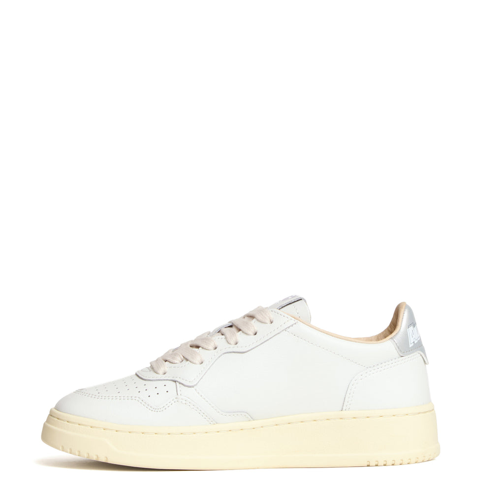 Sneakers Medalist Low In Pelle Bianca, Argento