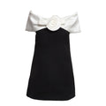 Black Crepe Flower Mini Dress