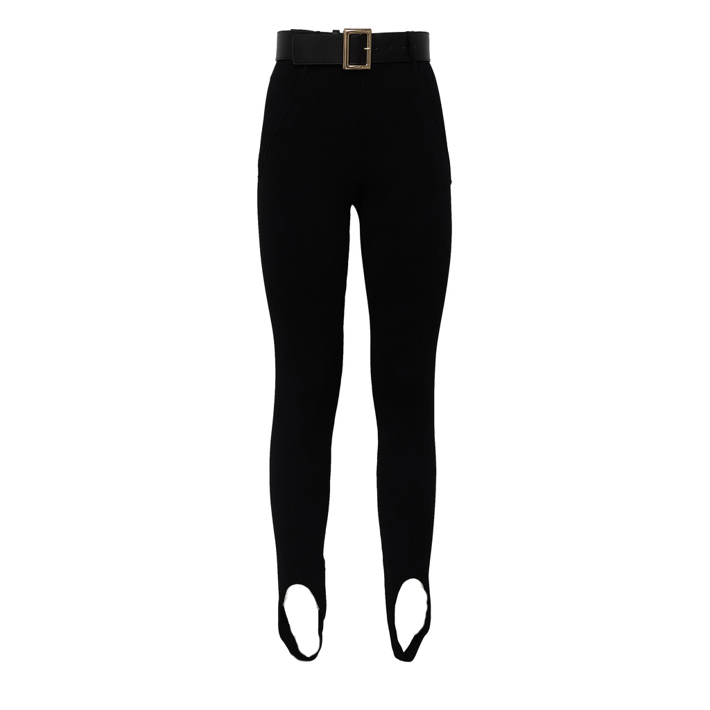 Black Knit Stirrup Leggings