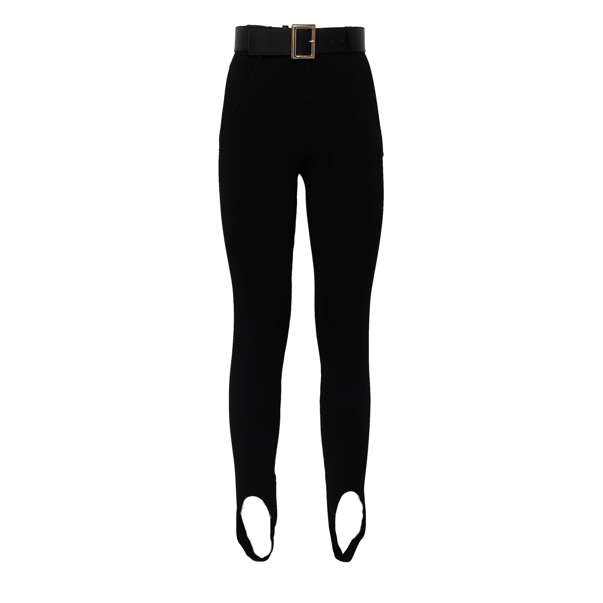 Black Knit Stirrup Leggings