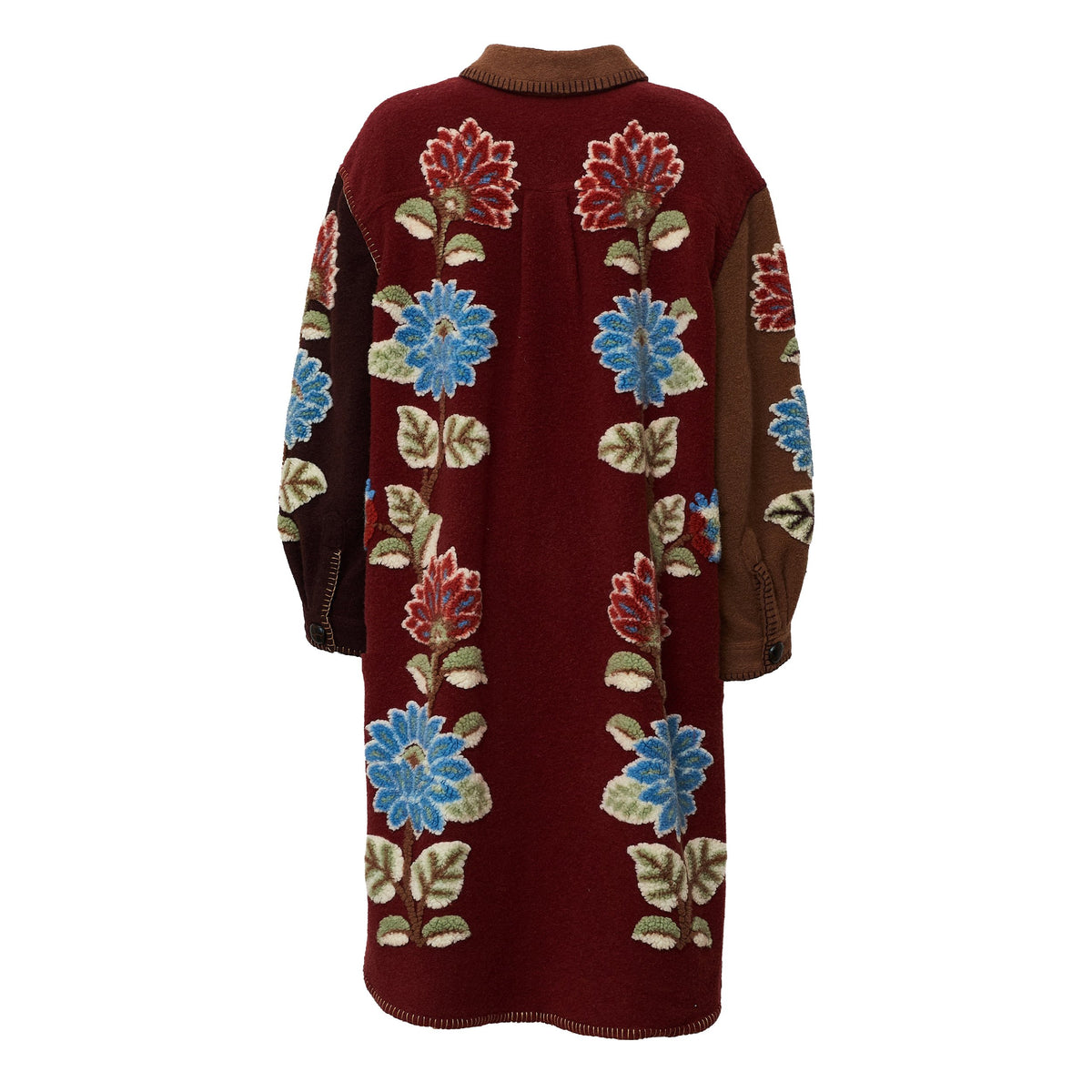 Mixed Delhi Floral Midi Fleece Coat