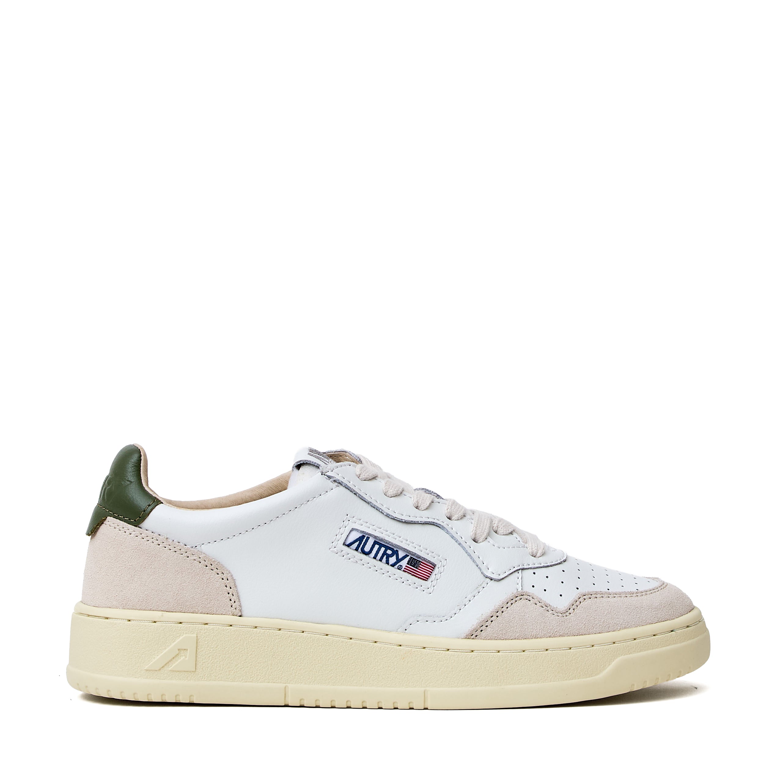 Sneakers Medalist Low In Pelle, Suede Bianco, Verde Bronzo