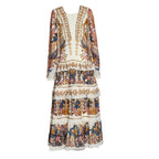 Sea Garden Off-White Braid Details Long Dress