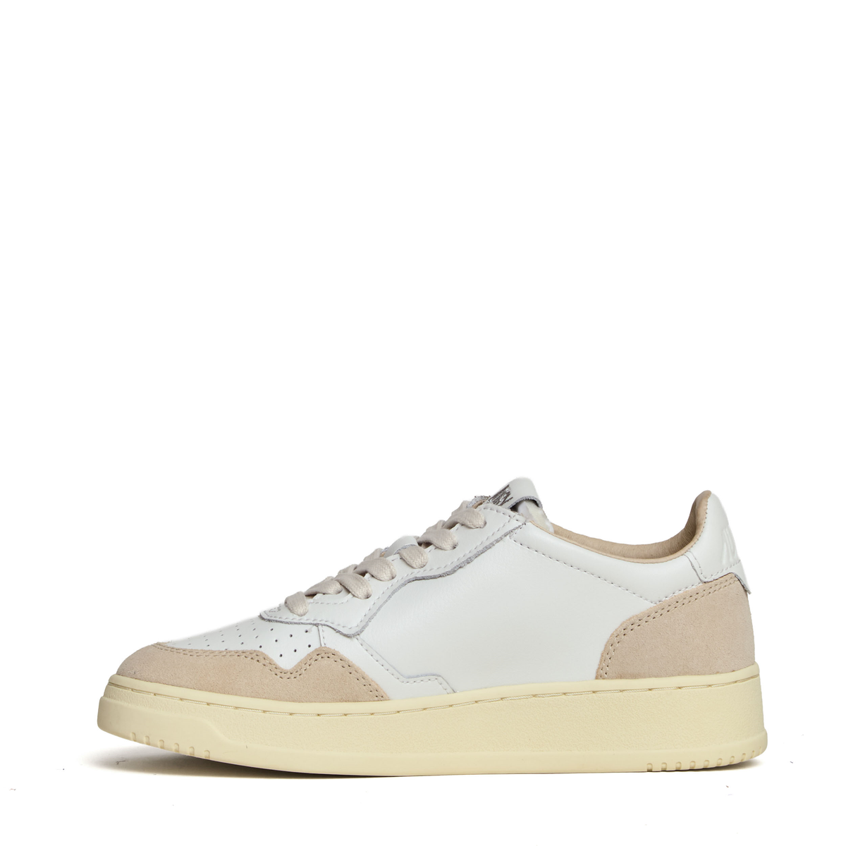 Sneakers Medalist Low In Pelle Bianca, Suede Beige