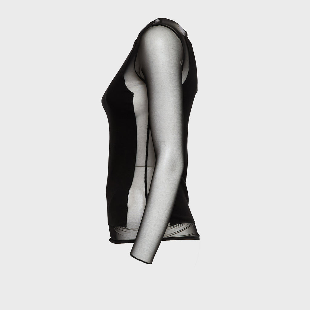Maglia Girocollo Slim In Cotone Tulle