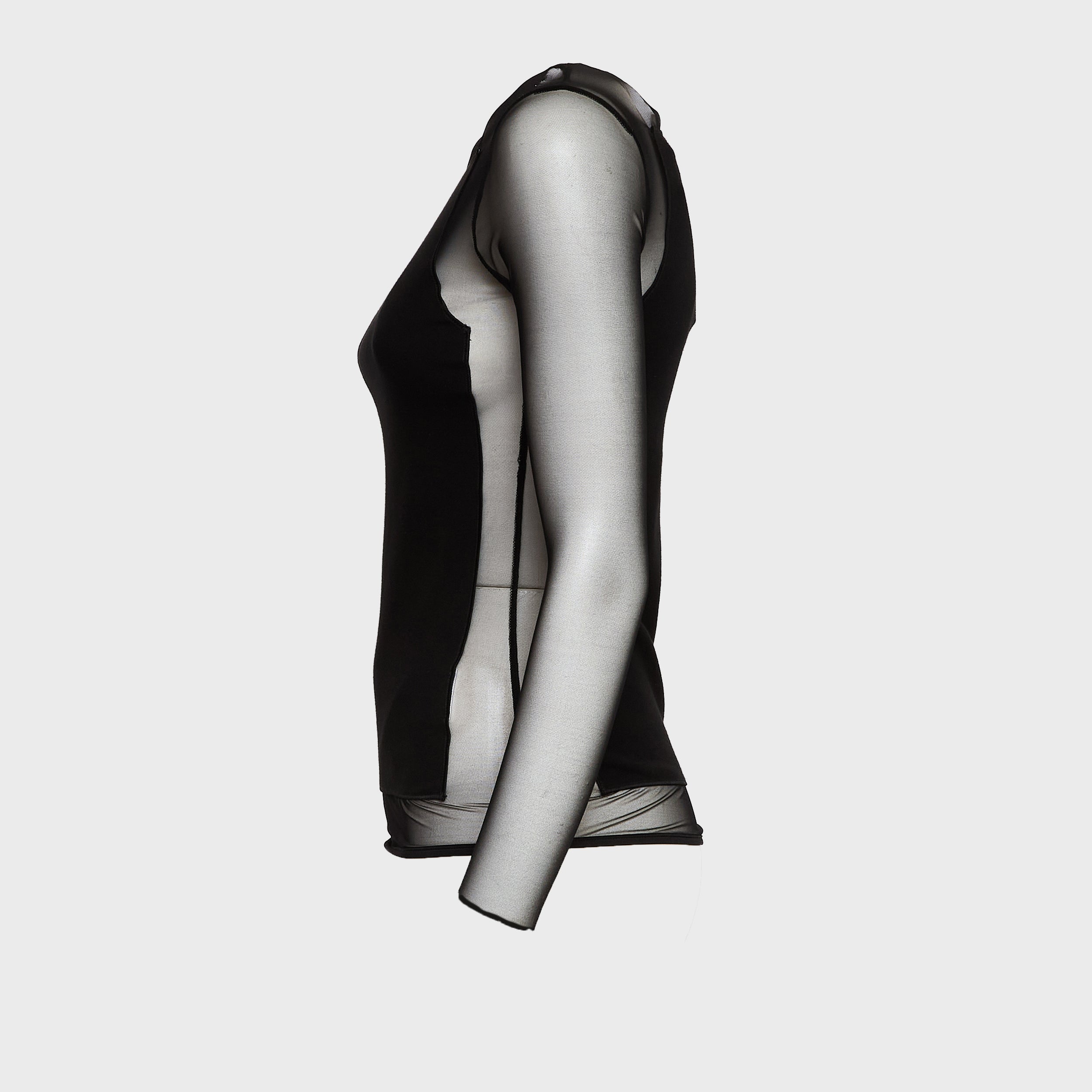Maglia Girocollo Slim In Cotone Tulle