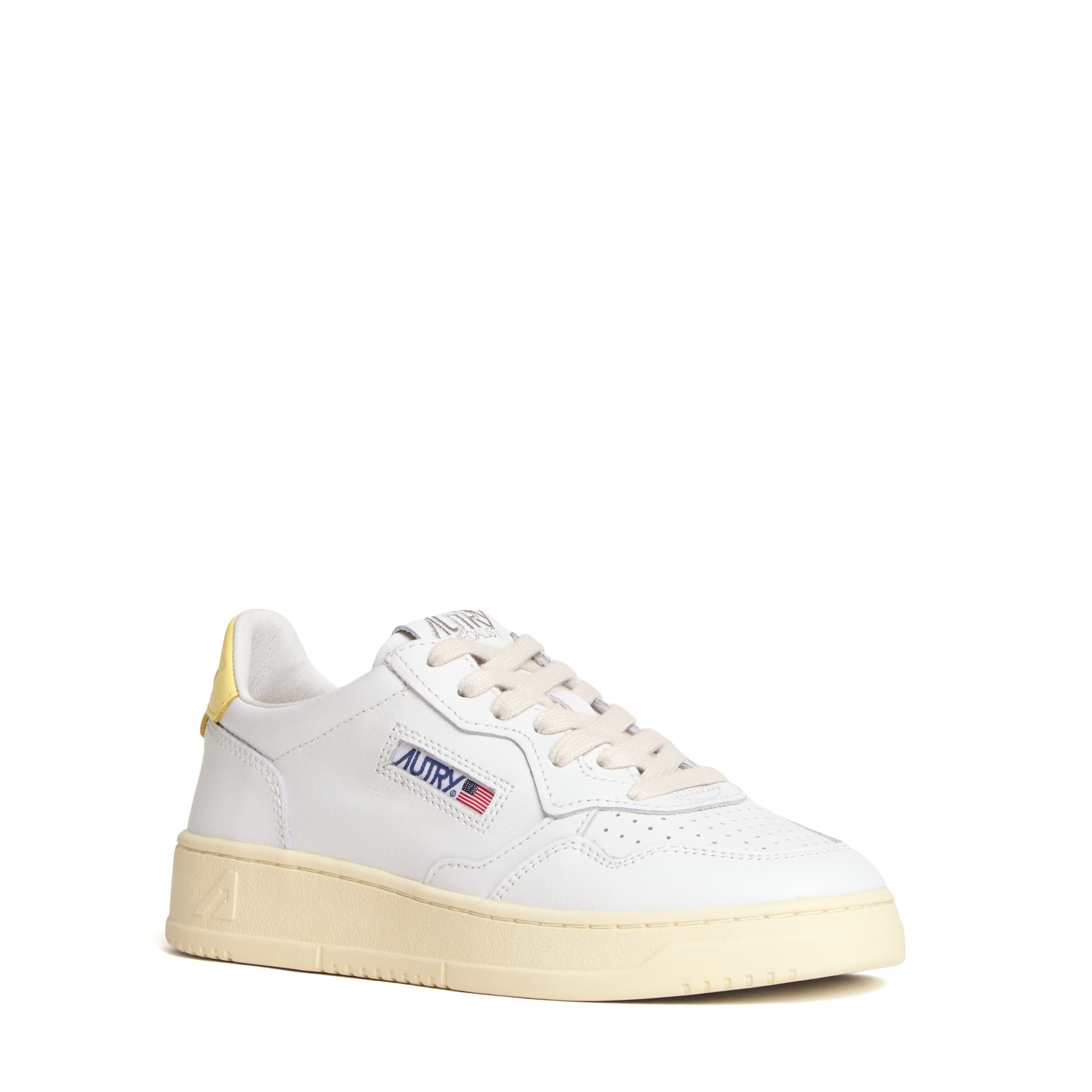 Sneakers Medalist Low In Pelle Bianca, Lemon Meringue