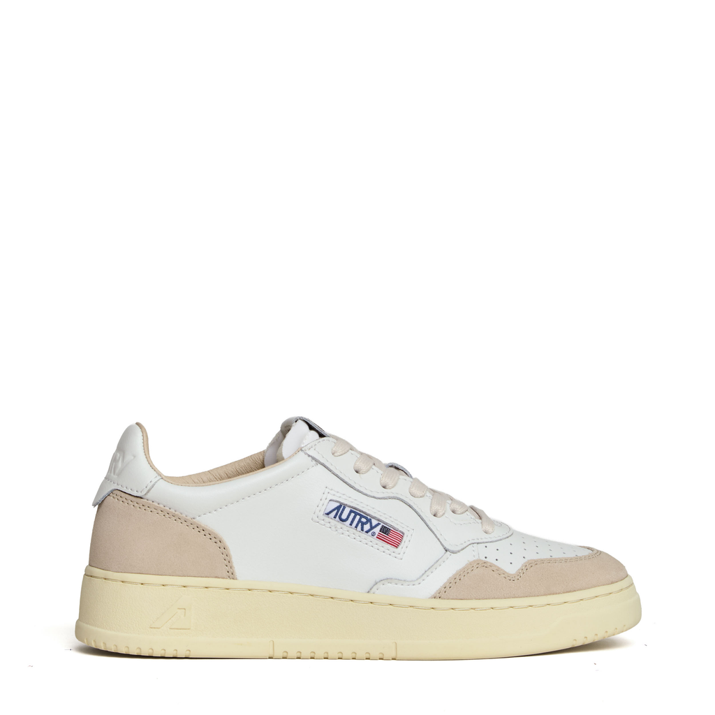 Sneakers Medalist Low In Pelle Bianca E Suede Beige