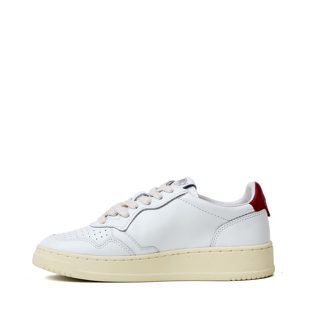 Sneakers Medalist Low In Pelle Bianca, Deep Claret