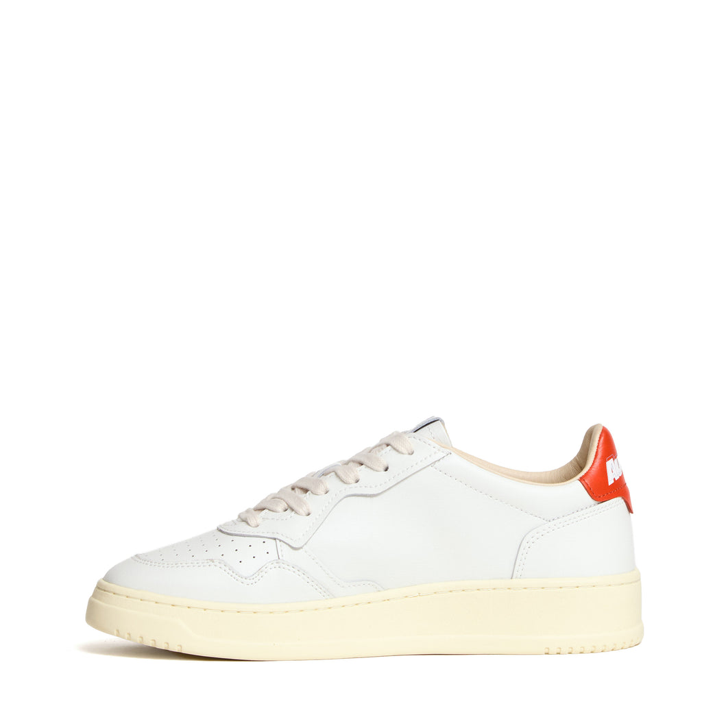 Sneakers Medalist Low In Pelle Bianca, Spicy Orange