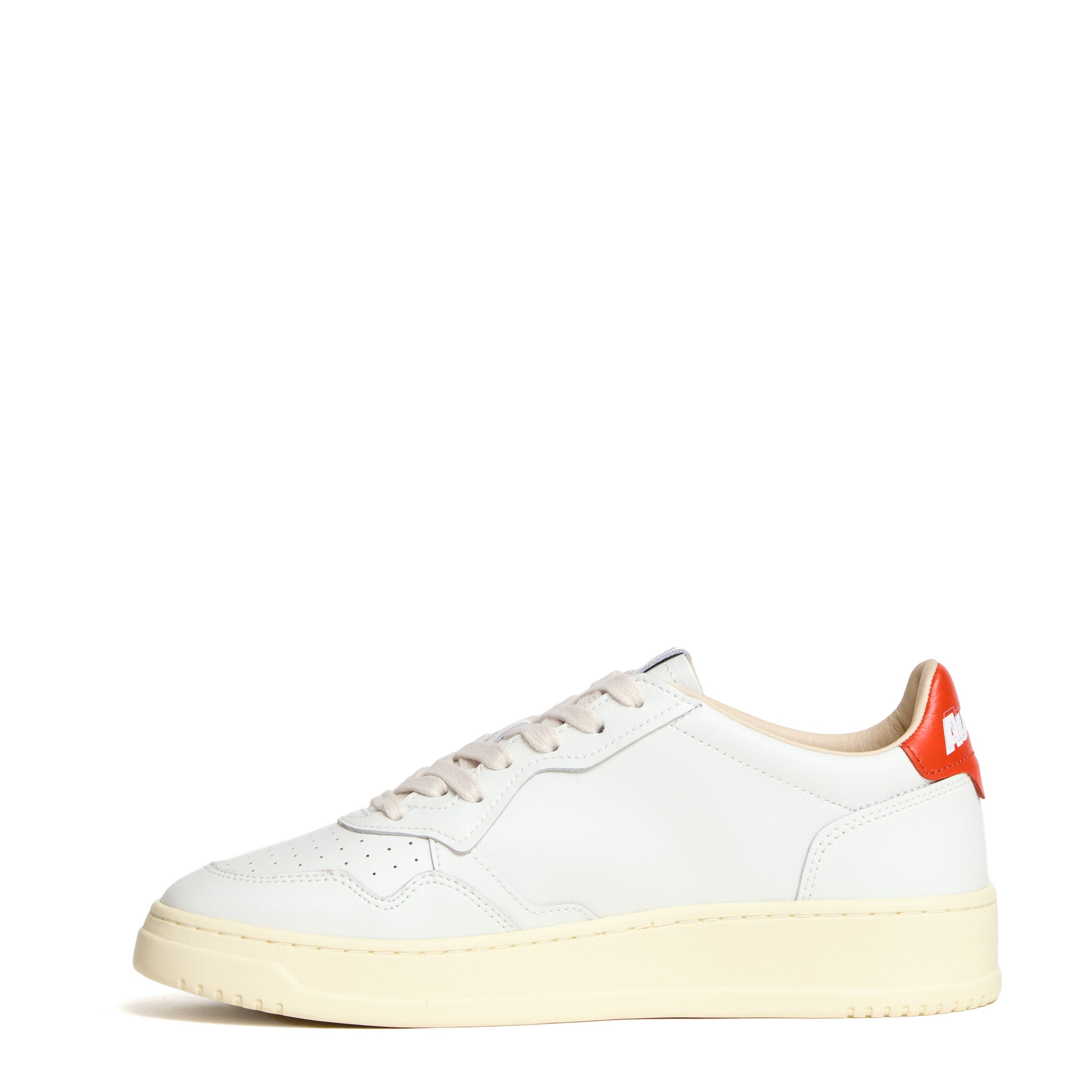 Sneakers Medalist Low In Pelle Bianca, Spicy Orange