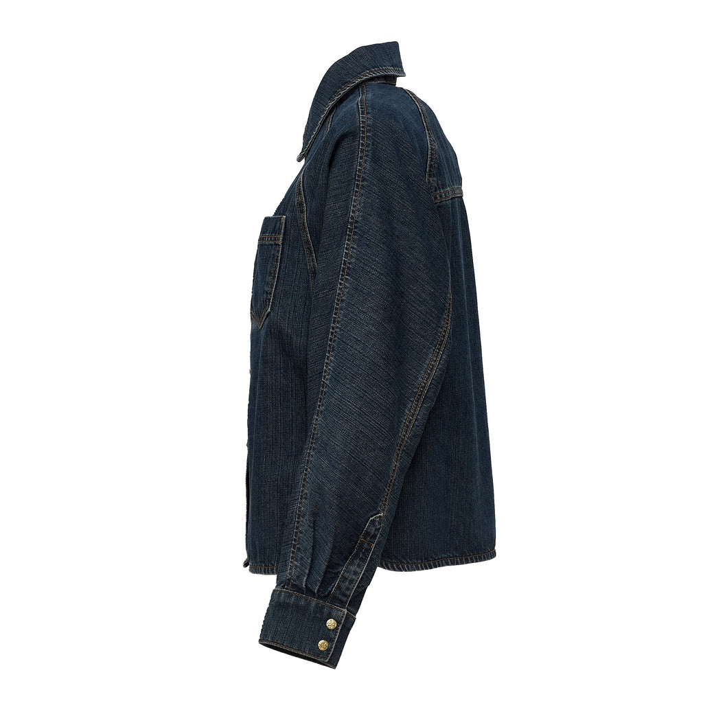Slub Mix Denim Batwing Shirt