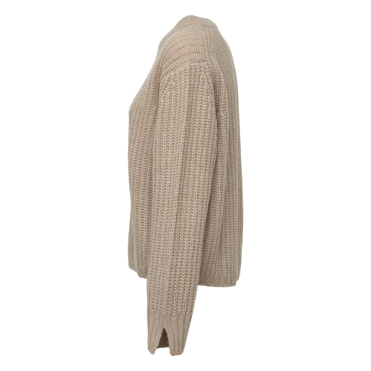 Maglia Girocollo A Costine In Cashmere, Seta
