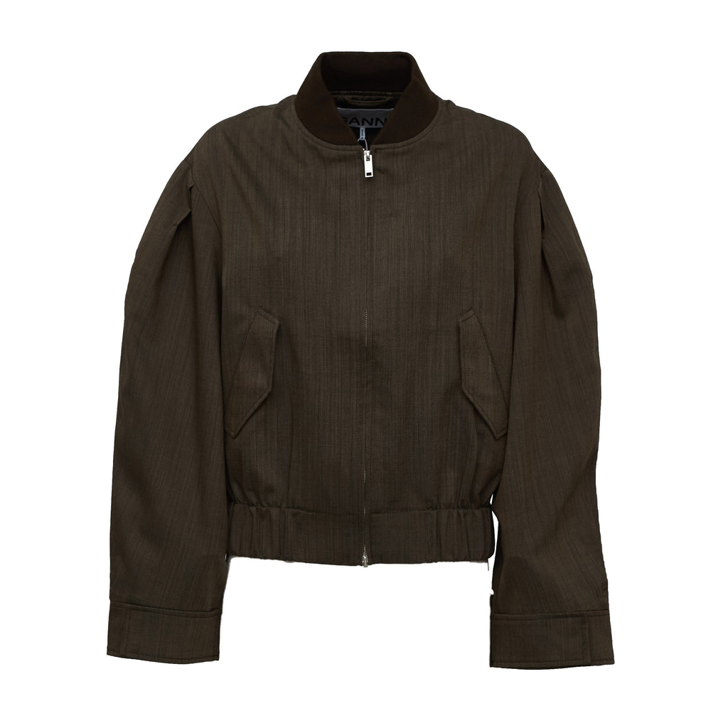 Light Wool Melange Bomber Jacket