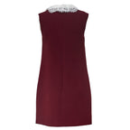 Burgundy Crepe Lace Collar Mini Dress