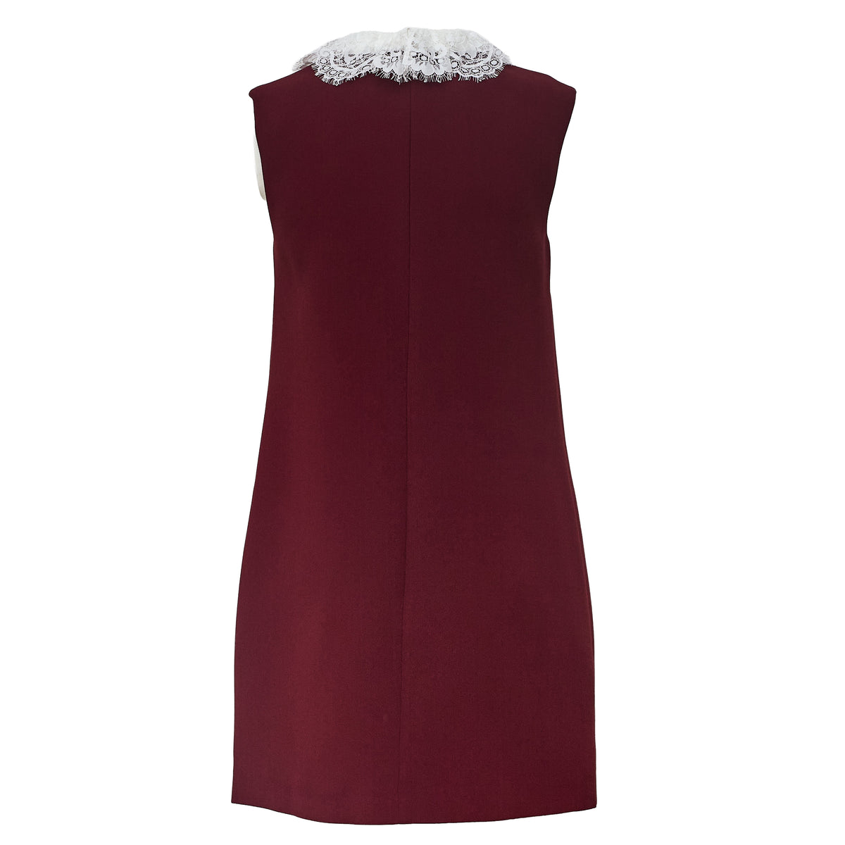 Burgundy Crepe Lace Collar Mini Dress