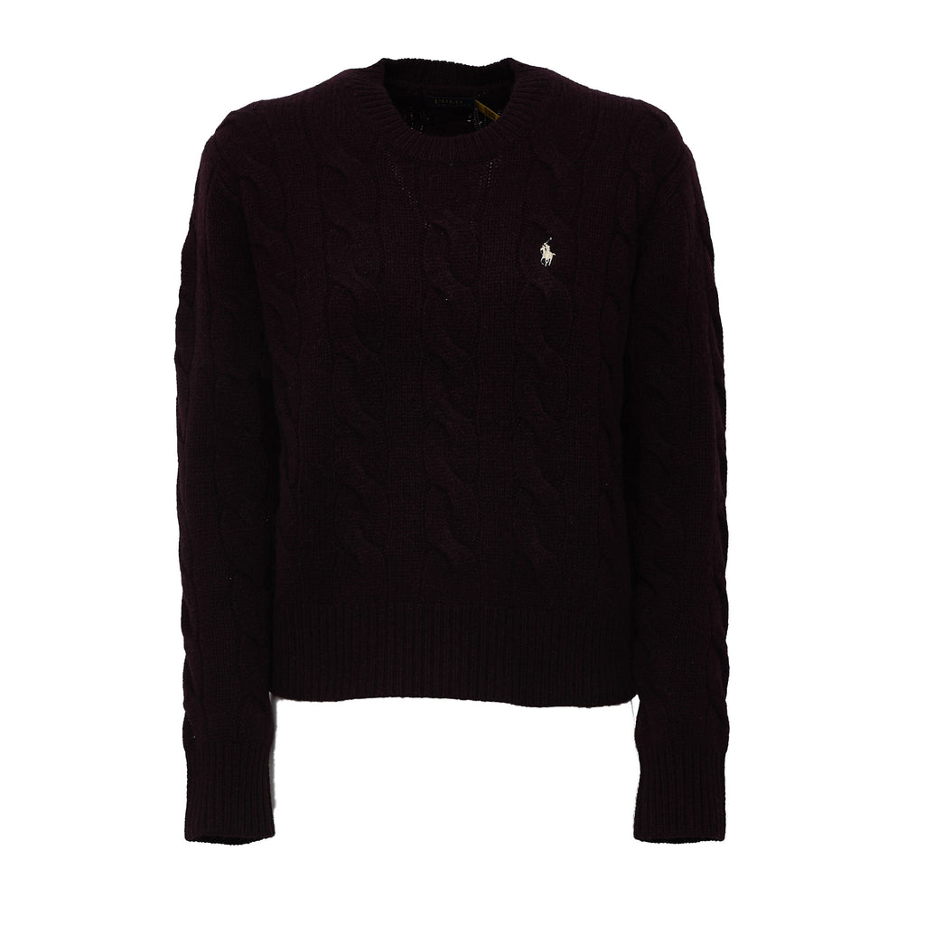 Cable Knit Crewneck Sweater Wool, Cashmere Blend