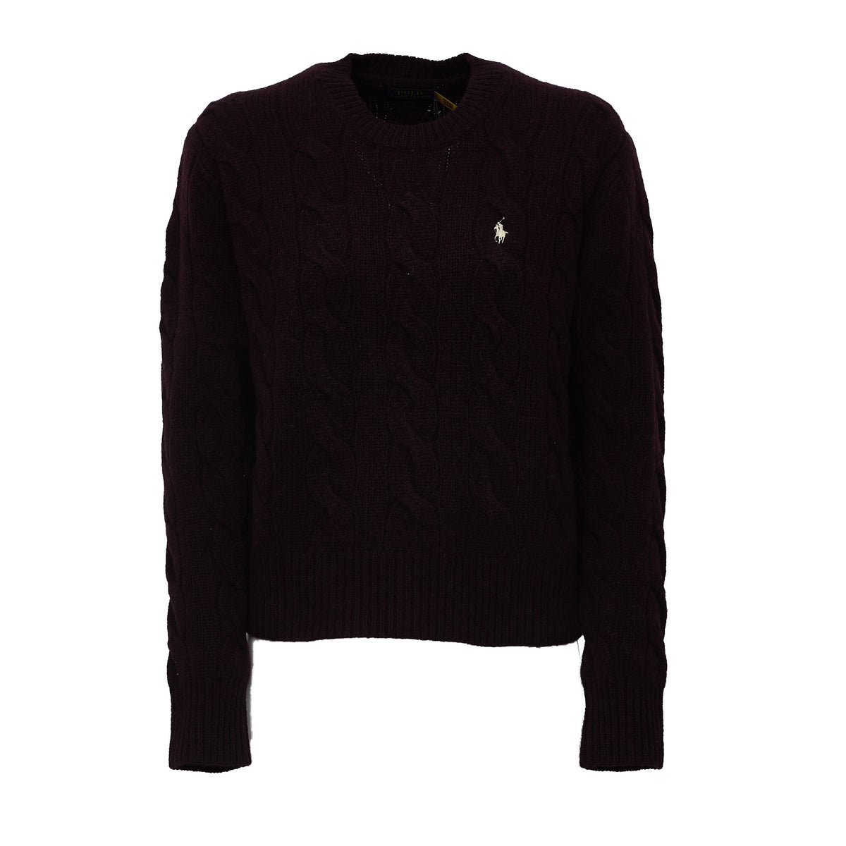Cable Knit Crewneck Sweater Wool, Cashmere Blend