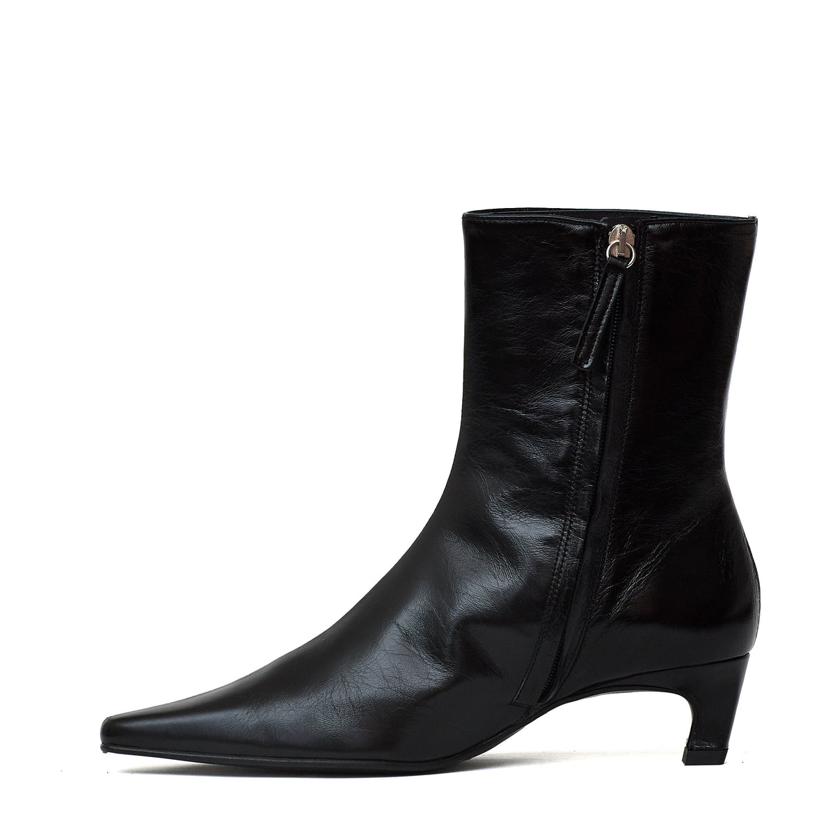 Ambar Rift Black Leather Ankle Boots
