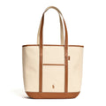 Borsa Tote Media In Pelle, Canvas