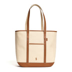 Borsa Tote Media In Pelle, Canvas