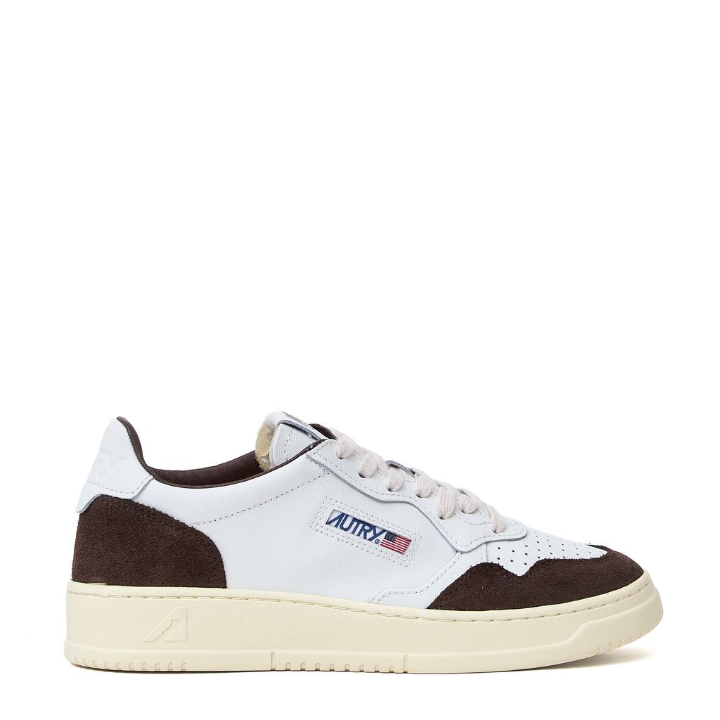 Sneakers Medalist Low In Pelle Soft Bianca, Mogano