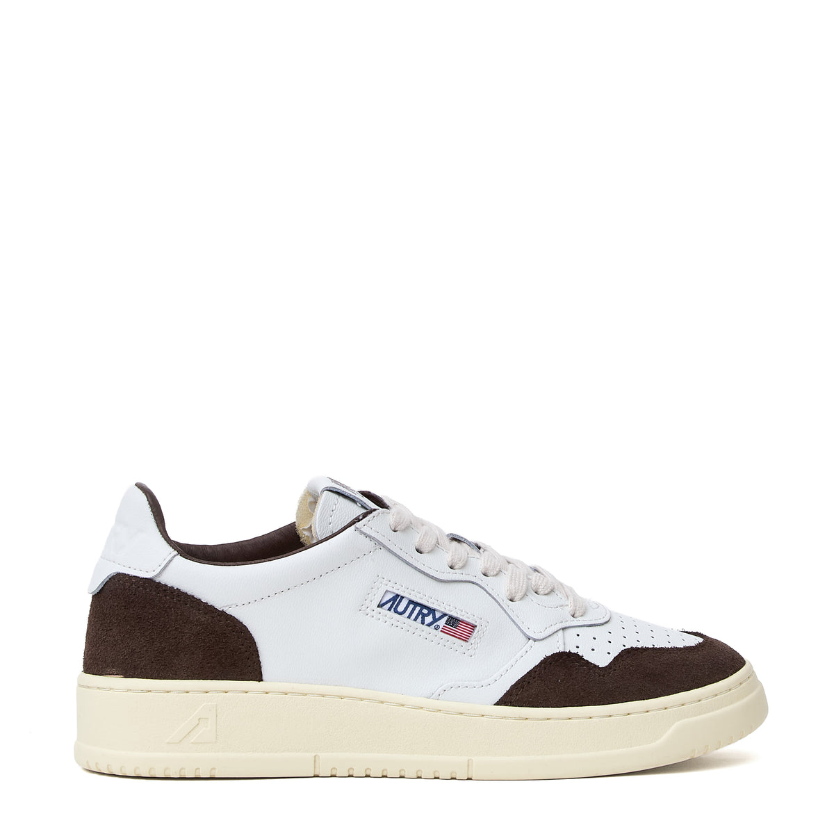 Sneakers Medalist Low In Pelle Soft Bianca, Mogano