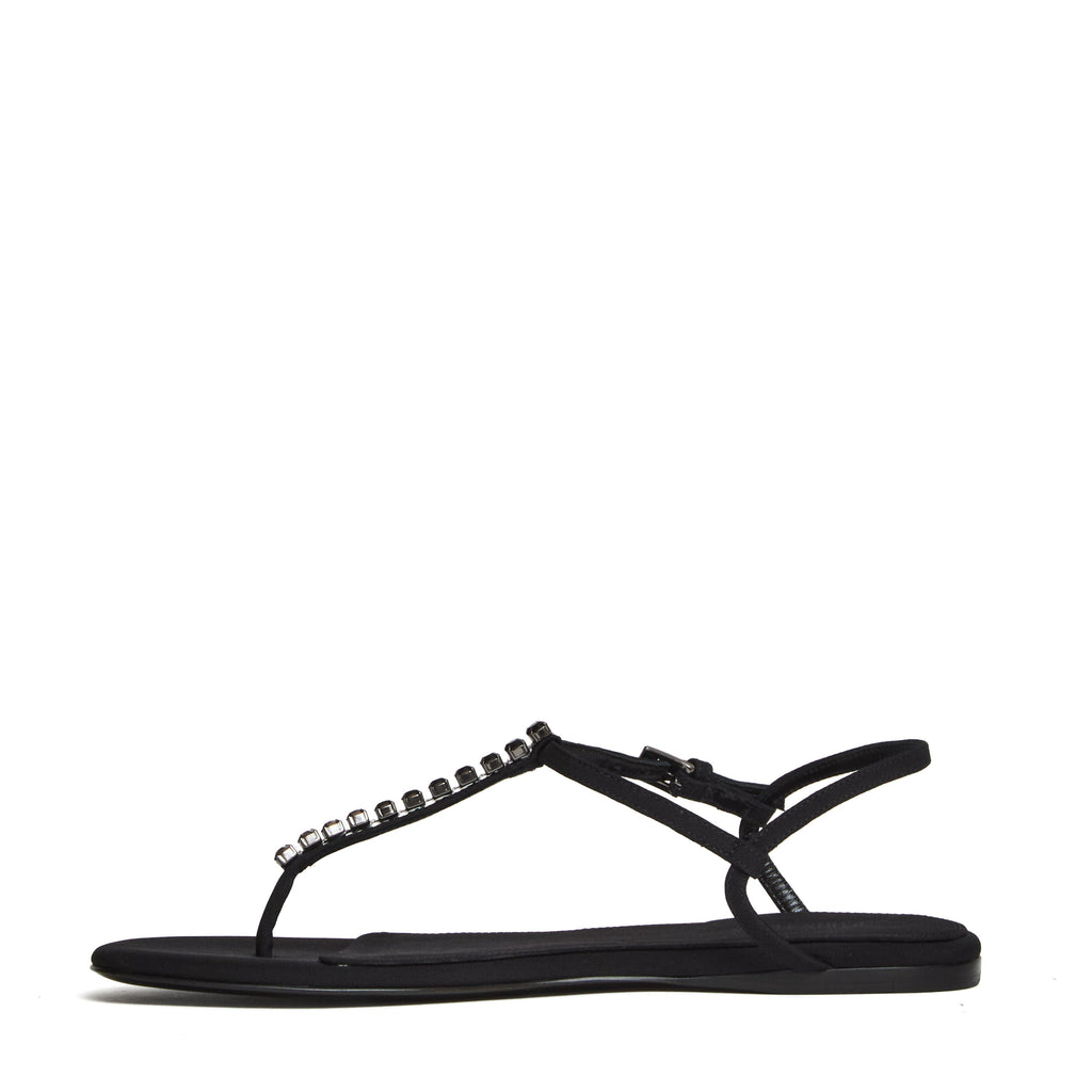 Montecarlo Flat Sandal Crepe Crystal Embellished