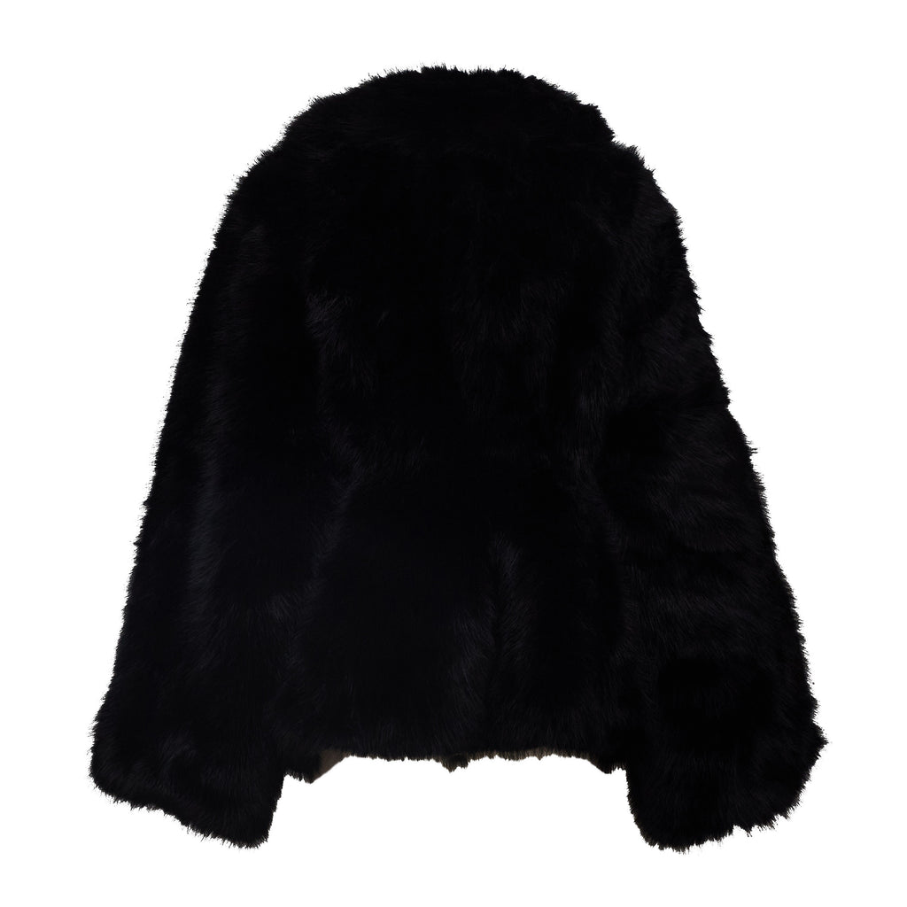 Minta Faux Fur Flared Jacket Black