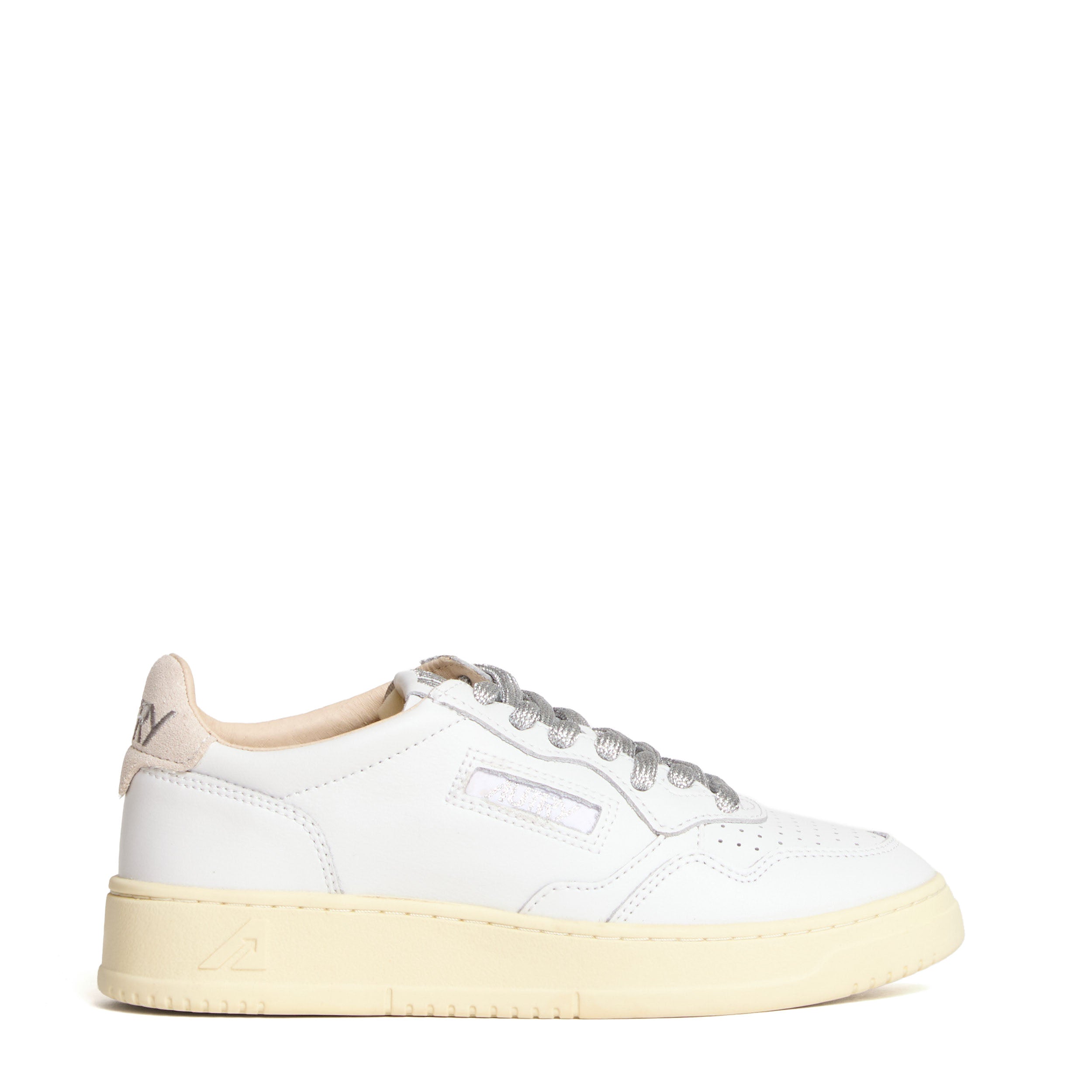 Sneakers Medalist Low In Pelle Bianca, Dettagli In Lurex Argento