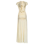 Yellow Jersey Draped Maxi Dress